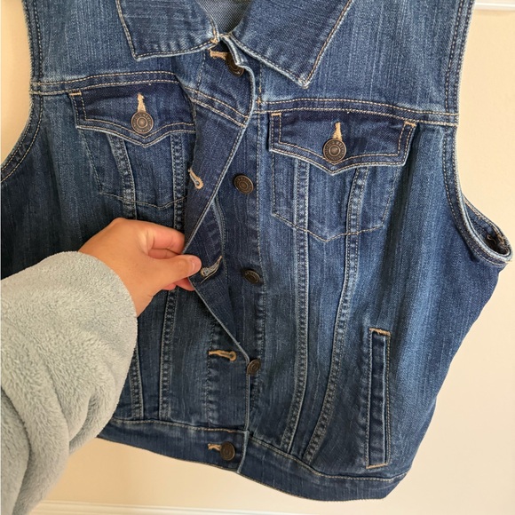 Y2K Western Boho Chic Size Medium Women’s Denim Medium Dark Wash Vest Festival - Picture 5 of 8